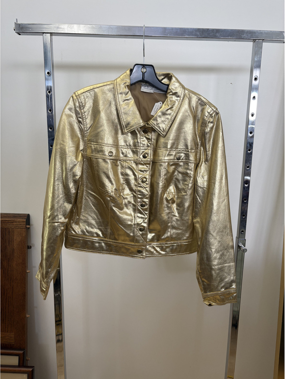 Newport News Jeanology 100% Leather Jacket, Gold Color, Size 12